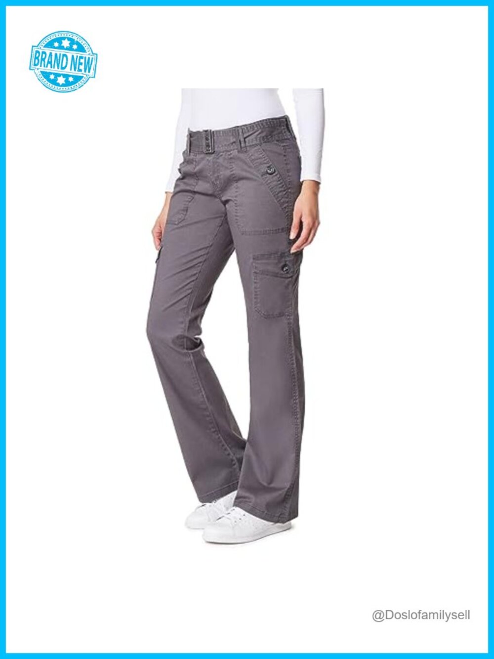 Luscious Curvy Feisty Belted Cargo Flare Low Rise Insta Stretch Pants